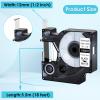 NineLeaf 50 Pack Compatible Industrial Label Tape Replacement for DYMO Rhino 18483 Black on White 12mm Permanent Polyester Label Tapes 1/2" x 18' for Rhino 5200 4200 1000 3000 5000 6000 Label Makers view 2