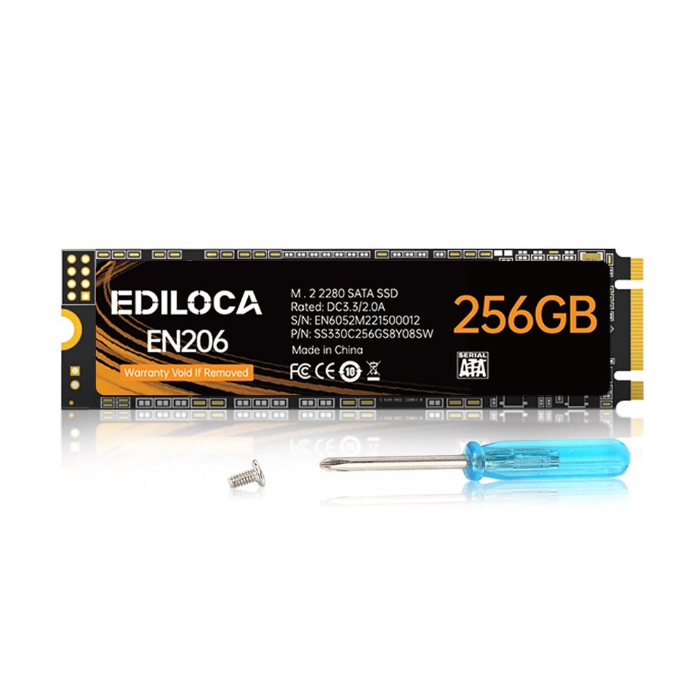 Ediloca EN206 256GB 3D NAND TLC M.2 SSD, M.2 2280 SATA III 6Gb/s SSD Internal Hard Drive, Read/Write Speed up to 550/460 MB/s, Compatible with Ultrabooks, Tablet Computers and Mini PCs
