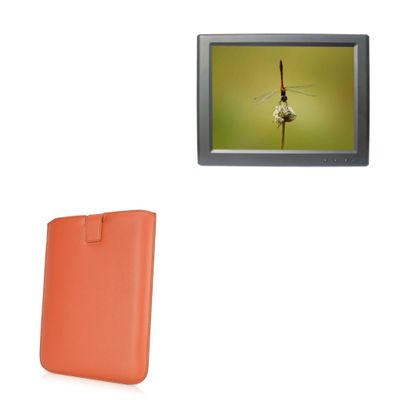 BoxWave Case Compatible with Lilliput UM80/C - Designio Leather Pouch, Padded Genuine Leather Pocket Sleeve Pouch - Bold Orange