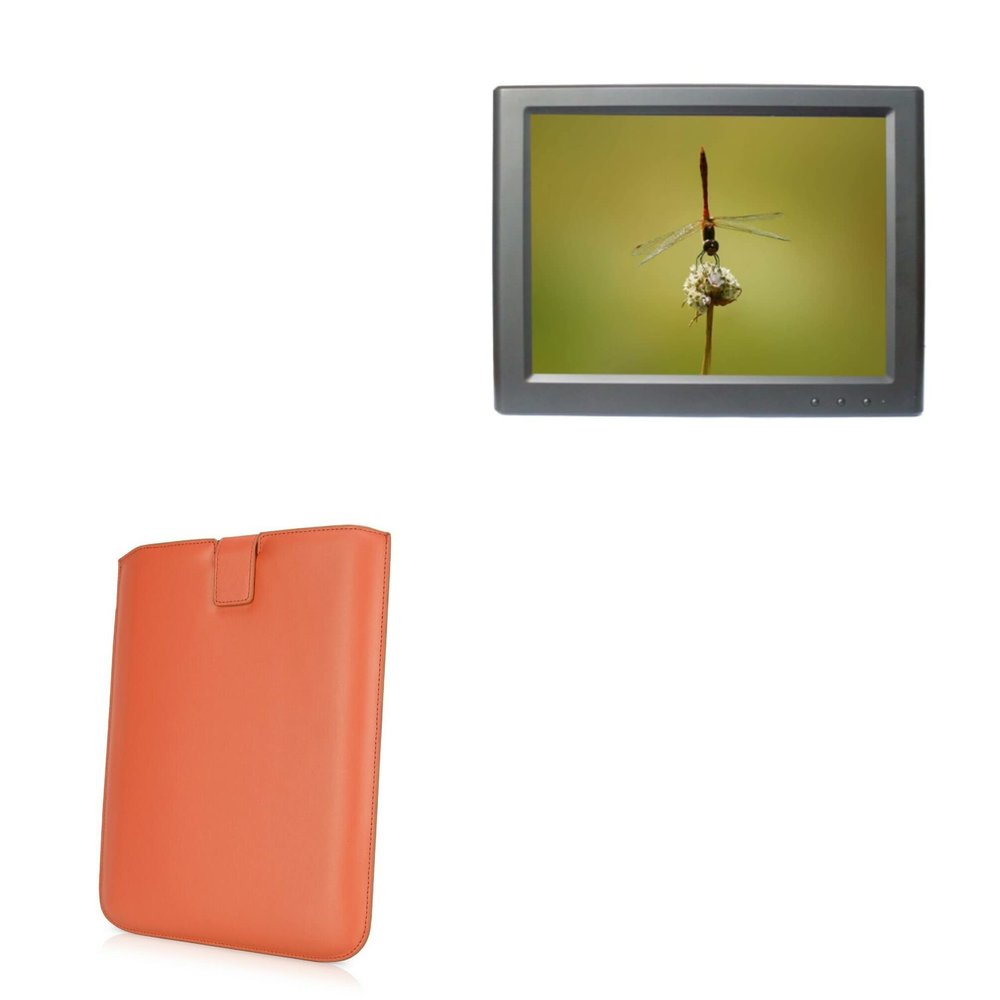 BoxWave Case Compatible with Lilliput UM80/C - Designio Leather Pouch, Padded Genuine Leather Pocket Sleeve Pouch - Bold Orange