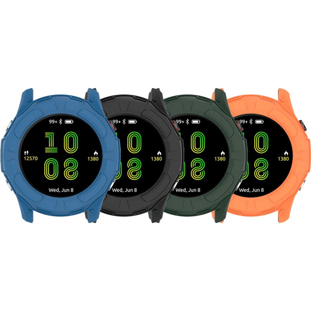 Anti-Scratch Bumper Protector Cover Compatible with Garmin Forerunner 955 Case Soft TPU Shock-Proof Protective Shell for Garmin Forerunner 955 Watch (Black&Blue&DeepGreen&Orange)