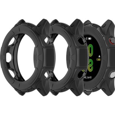 Compatible with Garmin Forerunner 255 Case Soft Anti-Scratch Bumper TPU Shock-Proof Bezel Protective Shell Protector Cover for Garmin Forerunner 255 Watch Cover (Black&Black)