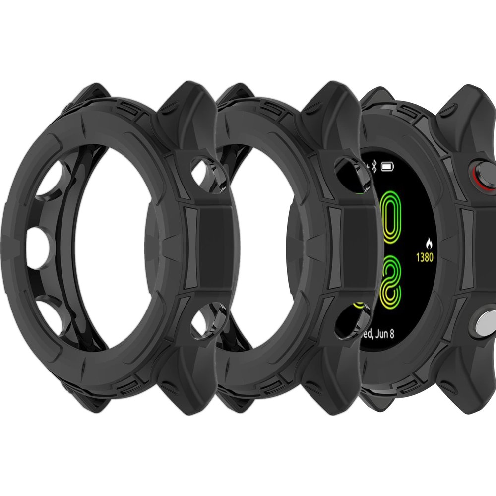 Compatible with Garmin Forerunner 255 Case Soft Anti-Scratch Bumper TPU Shock-Proof Bezel Protective Shell Protector Cover for Garmin Forerunner 255 Watch Cover (Black&Black)