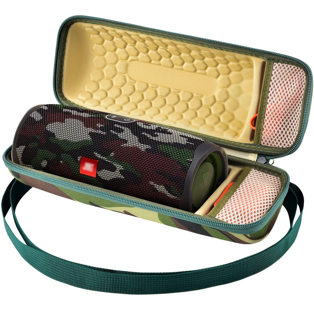 Hard Travel Case for JBL Charge 4/ Charge 5 Waterproof Bluetooth Speaker. Carrying Storage Bag Fits Charger and USB Cable - Squad Camo (Case Only)