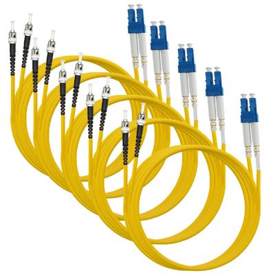 Eardion LC to ST Fiber Patch Cable, 3M (9.84ft) Single Mode Duplex Fiber Jumper 9/125um OS1 LSZH - LC ST Singlemode Duplex Patch Cords (3M - 5 Pack)