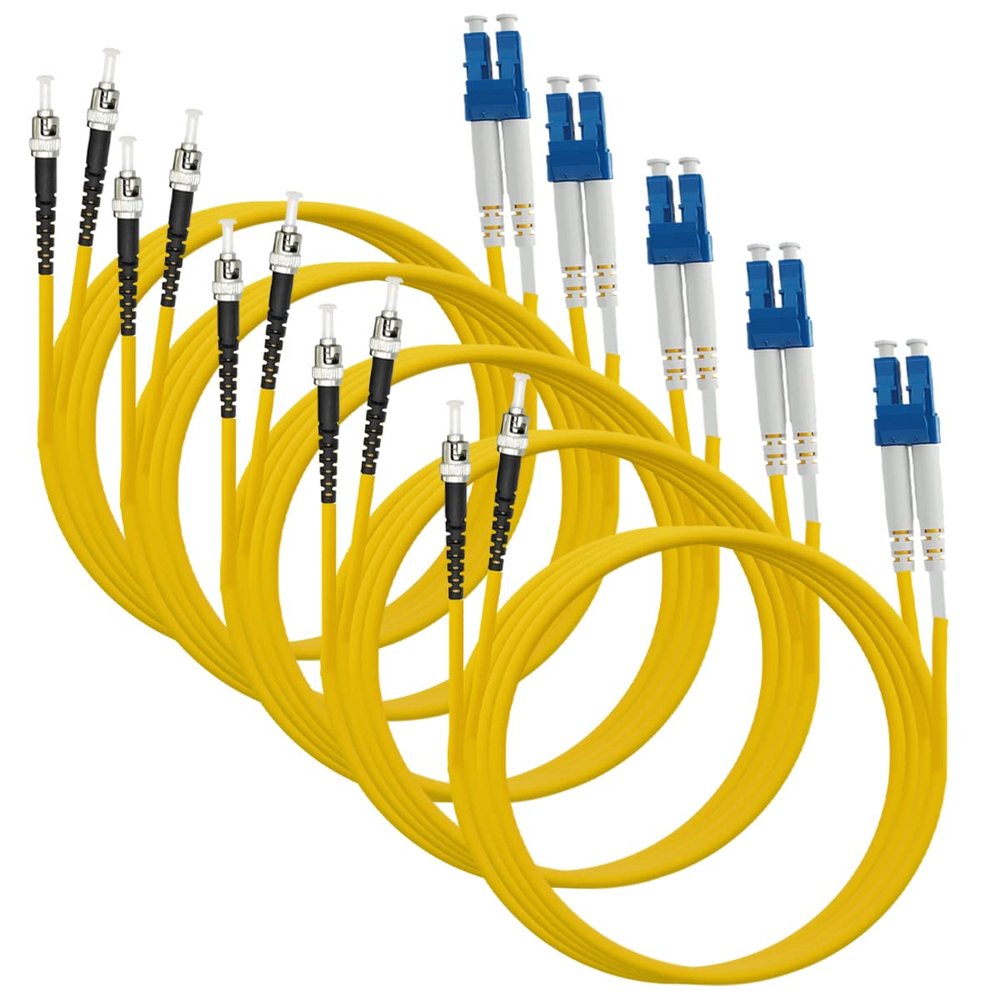 Eardion LC to ST Fiber Patch Cable, 3M (9.84ft) Single Mode Duplex Fiber Jumper 9/125um OS1 LSZH - LC ST Singlemode Duplex Patch Cords (3M - 5 Pack)