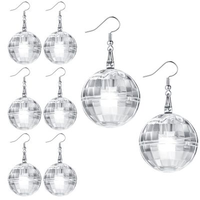 Henoyso 4 Pairs Light up Disco Ball Earrings Jewelry LED Light Glow Earrings for Women Girls Disco Valentine's Day Gifts Bachelorette Dance Costume Accessories