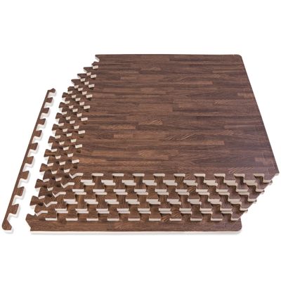 ProsourceFit Wood Grain Puzzle Mat -inch, 6 EVA Foam Interlocking Floor Tiles (24 SQ FT) for Secure Indoor Gym Flooring, Office Spaces, Living Rooms, and Play Areas, Dark Oak