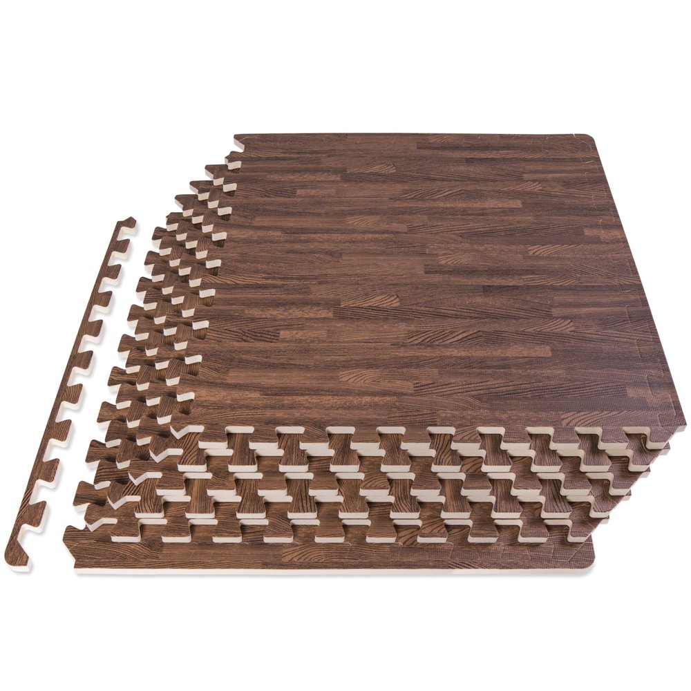 ProsourceFit Wood Grain Puzzle Mat -inch, 6 EVA Foam Interlocking Floor Tiles (24 SQ FT) for Secure Indoor Gym Flooring, Office Spaces, Living Rooms, and Play Areas, Dark Oak