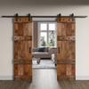 48 in x 84in. Castle-Series DIY Finished Knotty Pine Wood Double Sliding Barn Door with Hardware Kit (Dark Walnut) view 3