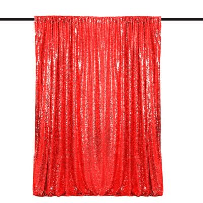WISPET Red Sequin Backdrop Curtains 1 Panel 8FTx8FT Glitter Red Photo Backdrop Drapes Party Wedding Baby Shower Curtain Sparkle Photography Background