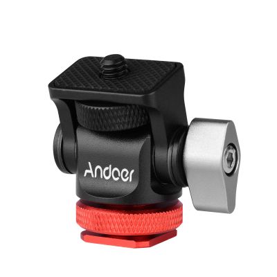 Andoer Mini Monitor Mount Tripod Head Cold Shoe Adapter Aluminium Alloy 1/4 Inch Screw for Mounting Camera Monitor Flash Microphone LED Fill Light Red