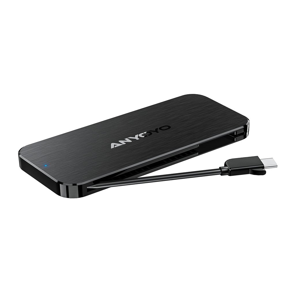 ANYOYO NVMe to USB 3.2 Type-C Enclosure, Built-in Cable M.2 Enclosure Portable for M.2 PCIe NVMe and SATA SSDs(Up to 10Gbps), Plug and Play, Tool-Free(Fits 2230/ 2242/2260/2280) (Plastic)