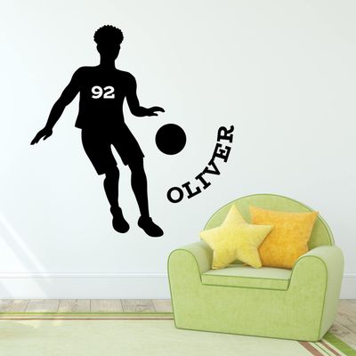 Custom Basketball Wall Decal - Vinyl Sticker with Player and Ball - Put Your Name and Number - Big Size Wall Art for Teenagers and Children - Personal Decor for Room - Sport Decoration 46x47
