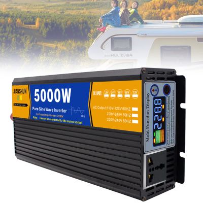 BEZAX Power Inverter 5000W/6000W/8000W Pure Sine Wave DC 12V 24V 48V 60V to AC 110V 220V Voltage Converter with AC Outlets for RVs Trucks Household Emergency,5000W-24Vto110V