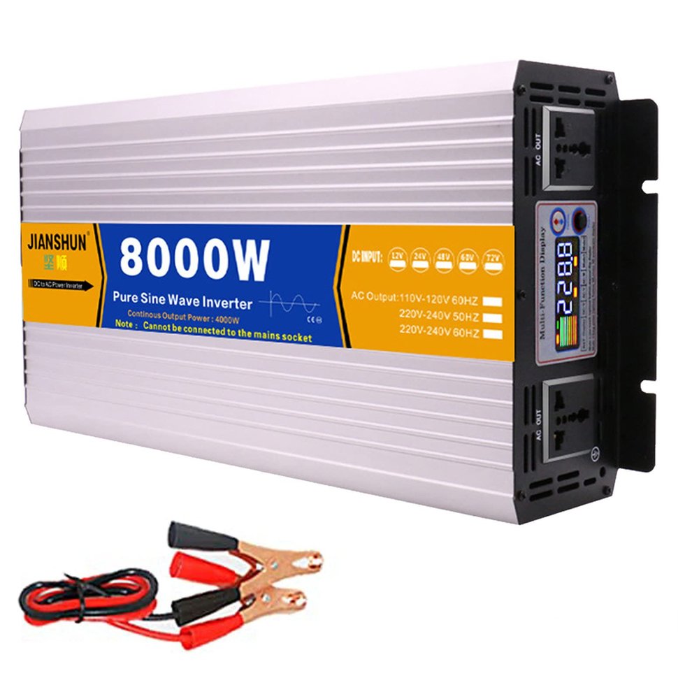 BEZAX Pure Sine Wave Inverter Dc 12v/24v/48v/60v to Ac 110v 220v 230V Car Converter 3000w/4000w/5000w/6000w/8000w Power Inverter with LCD Display & AC Outlets for Camping,Household,8000W-48Vto220V