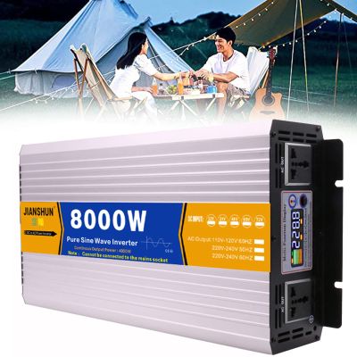 BEZAX Pure Sine Wave Power Inverter 5000W/6000W/8000W DC 12V 24V 48V 60V to AC 110V/220V Car Plug Inverter Adapter Power Converter with AC Outlets Car Charger,for Emergency,8000W-48Vto110V