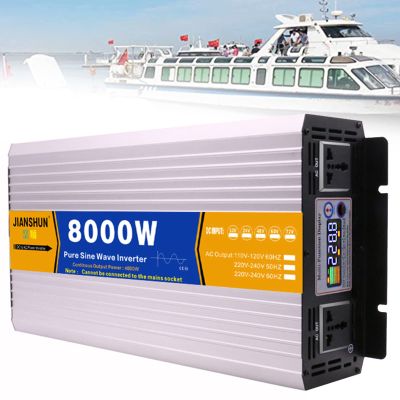 BEZAX Pure Sine Wave Power Inverter 5000W 6000W 8000W DC 12v 24v 48v 60v to AC 110v 220v with AC Outlets and Smart Color Screen Display for Home RV Truck,8000W-12Vto110V