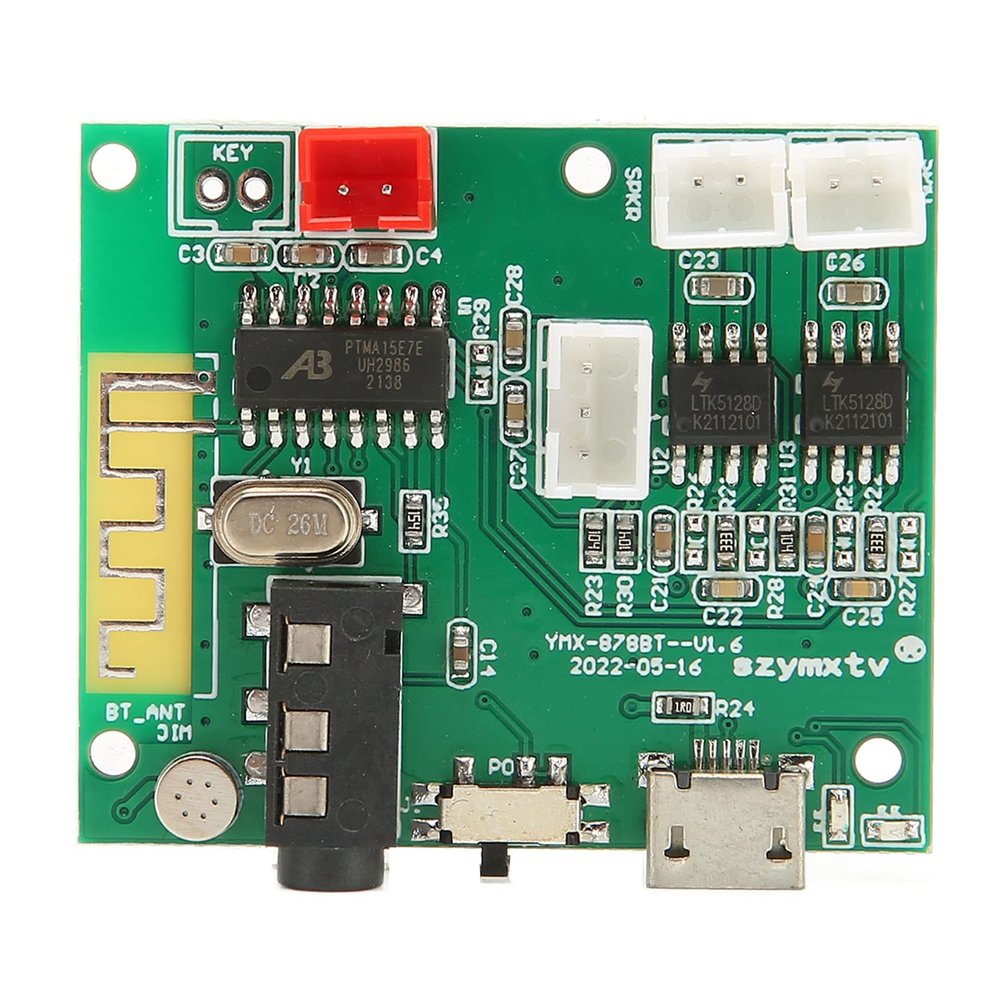 Power Amplifier Board, Stable PCB Bluetooth 5.0 3.5AUX Input 3POUT Output Digital Sound Amplifier Board Module with Power Cable and Sound Cable