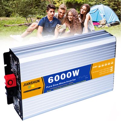 BEZAX Power Inverter 5000W/6000W/8000W Pure Sine Wave DC 12V 24V 48V 60V to AC 110V 220V Voltage Converter with AC Outlets for RVs Trucks Household Emergency,6000W-24Vto220V