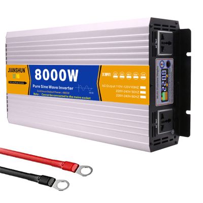 BEZAX 5000W/6000W/8000W Pure Sine Wave Power Inverter DC 12v 24v 48v 60v to AC 110v-220v Car Power Inverter with AC Outlets & LCD Display,for Car Solar Power Emergency Tools,8000W-24Vto110V