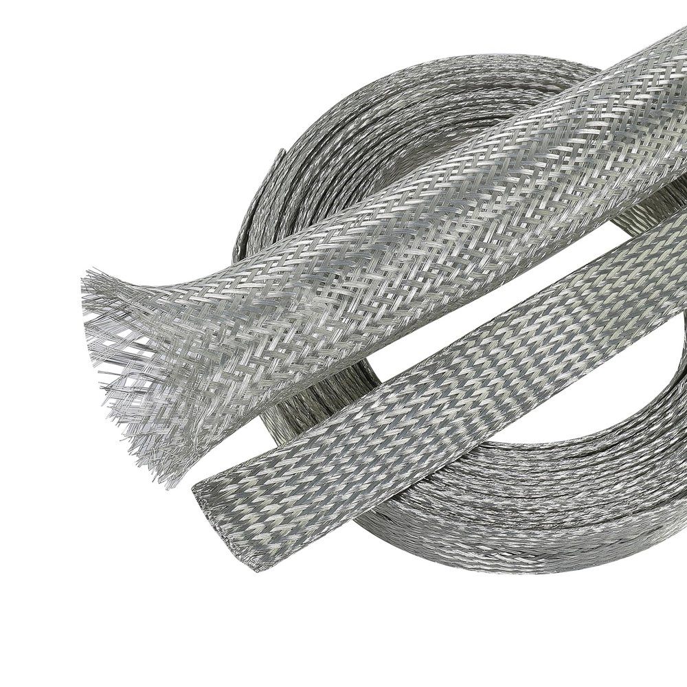 Wire Shielding Sleeve EMI RFI ESD Tinned Copper Metal Braid Ground Strap Electronics Cable Wrap Mesh Signal Interference Screening 7/16" ID (11/16 inch - 26ft)