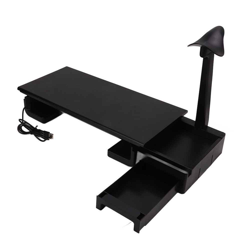 Yoidesu Monitor Stand Riser, Adjustable Computer Monitor Riser with Storage Drawer, Ergonomic Computer Monitor Stand with Headphone Stand USB Charging Port, Laptop Holder Printer Riser TV Stand