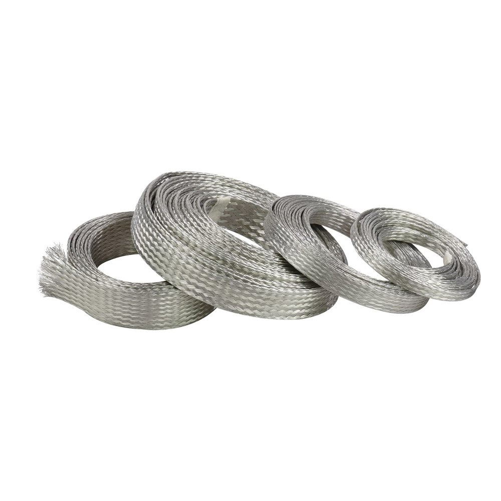 Tinned Copper Grounding Strap Electronics Wire Cable Shielding EMI RFI ESD Prevention Metal Braid Mesh Sleeve Signal Interfernce Screening (5/16 inch - 26ft)