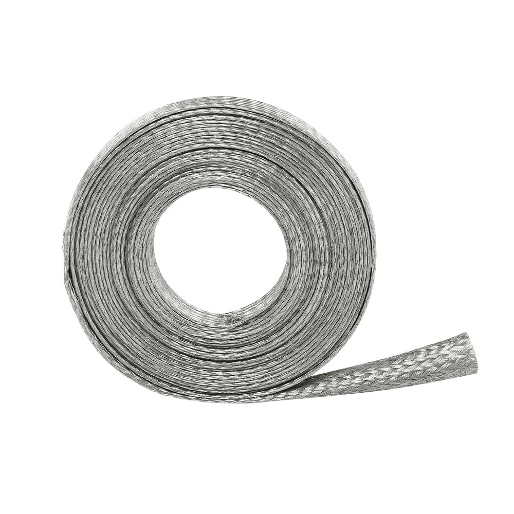 Wire Shielding EMI RFI ESD Electrical Cable Sleeve Tinned Copper Metal Braid Ground Strap Mesh Signal Screening 5/16" ID (1/2 inch - 32ft)