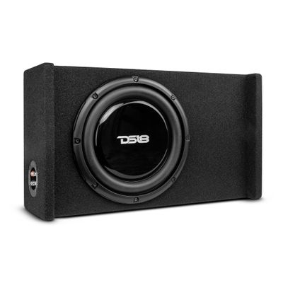 DS18 EN-DF10 10" Shallow Thin Subwoofer Enclosure Down-Firing Compact Sealed Design for Car Trucks 600 Watts Black