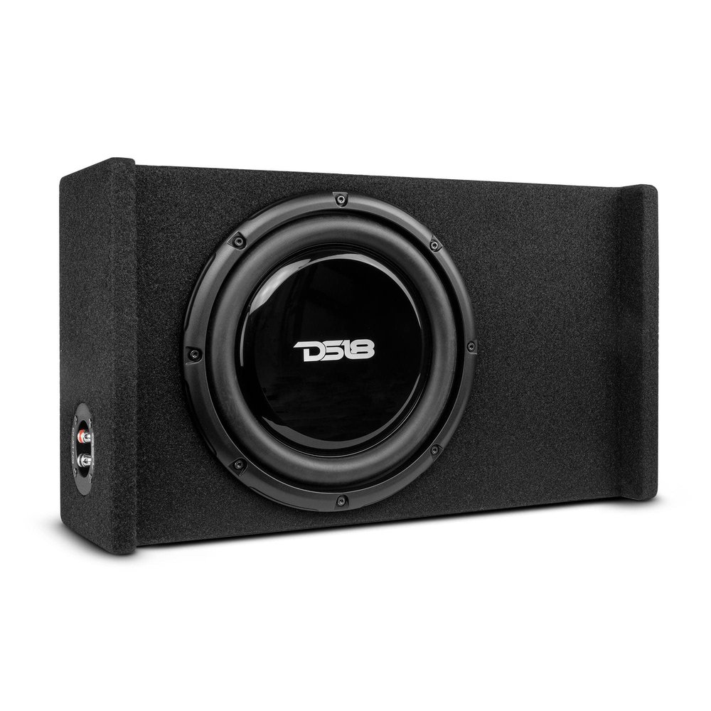 DS18 EN-DF10 10" Shallow Thin Subwoofer Enclosure Down-Firing Compact Sealed Design for Car Trucks 600 Watts Black