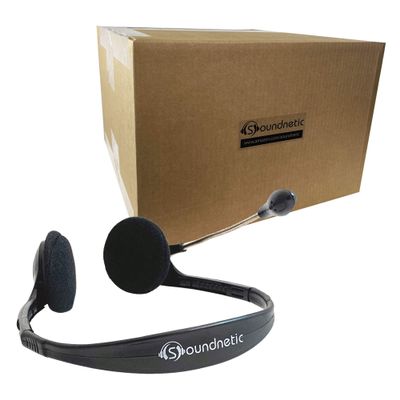 Soundnetic Bulk Classroom Headphones 100 Pack Disposable Stereo Headsets with Boom Mic & 3.5mm Plug, Black  Ideal for Schools & Testing