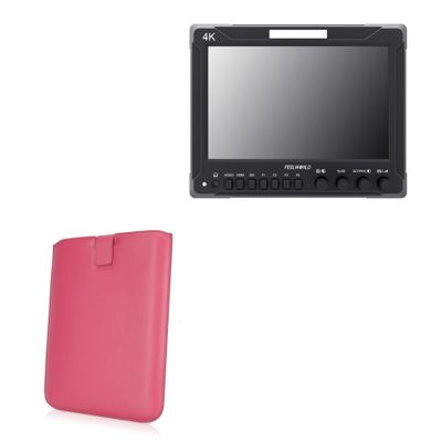 BoxWave Case Compatible with FeelWorld Z72 - Designio Leather Pouch, Padded Genuine Leather Pocket Sleeve Pouch - Coral