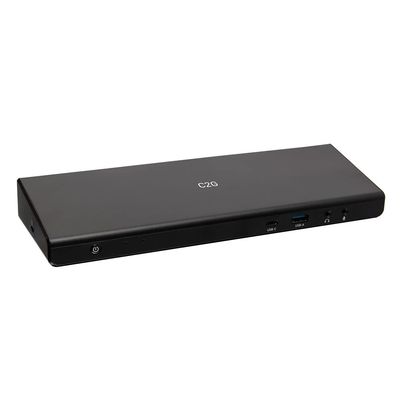 C2G USB-C Docking Station 12-in-1 Triple Display with HDMI, DisplayPort, Ethernet, USB, 3.5mm Audio and Power Delivery up to 85W - 4K 30Hz (TAA Compliant), Black