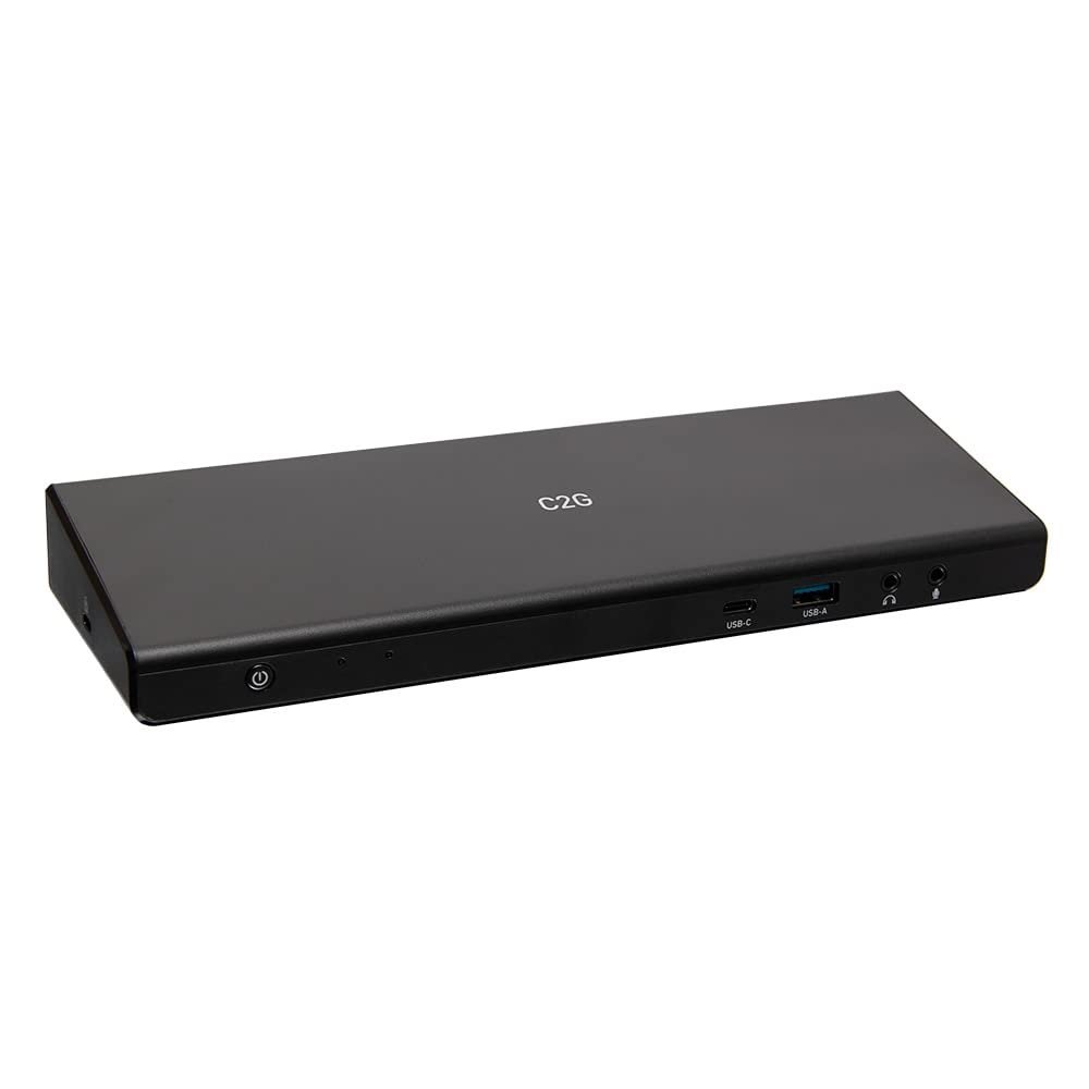 C2G USB-C Docking Station 12-in-1 Triple Display with HDMI, DisplayPort, Ethernet, USB, 3.5mm Audio and Power Delivery up to 85W - 4K 30Hz (TAA Compliant), Black