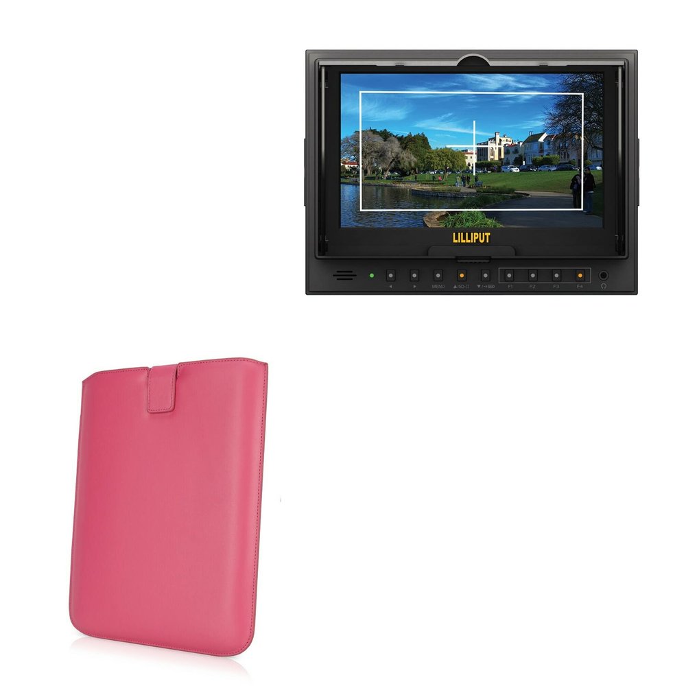 BoxWave Case Compatible with Lilliput 5D-ii/O/P - Designio Leather Pouch, Padded Genuine Leather Pocket Sleeve Pouch - Coral