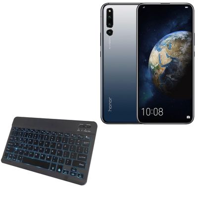 BoxWave Keyboard Compatible with Honor Magic 2 - SlimKeys Bluetooth Keyboard - with Backlight, Portable Slim LED 7 Colors - Jet Black