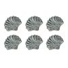 Zeckos Set of 6 Antique Silver Cast Iron Scallop Sea Shell Drawer Pulls Nautical Cabinet Knobs - 2 Inches Long - Seashell Dcor for A Stylish Coastal Accent to Your Furniture view 1