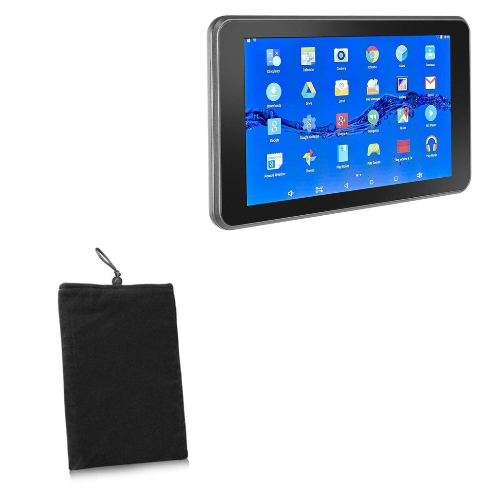 BoxWave Case Compatible with Digiland DL718M Tablet (7 in) - Velvet Pouch, Soft Velour Fabric Bag Sleeve with Drawstring - Jet Black
