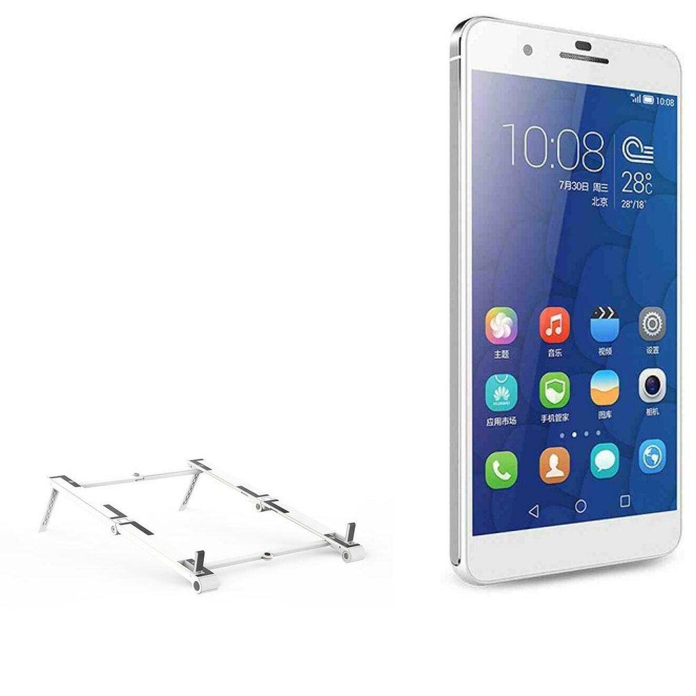BoxWave Stand and Mount Compatible with Honor 6 Plus - Pocket Aluminum Stand 3-in-1, Portable Multi Angle Viewing Riser - Metallic Silver