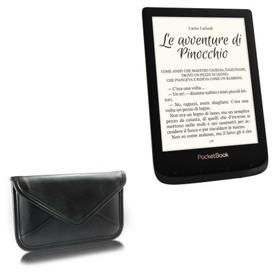 BoxWave Case Compatible with Pocketbook Touch Lux 4 - Elite Leather Messenger Pouch, Synthetic Leather Cover Case Envelope Design - Jet Black