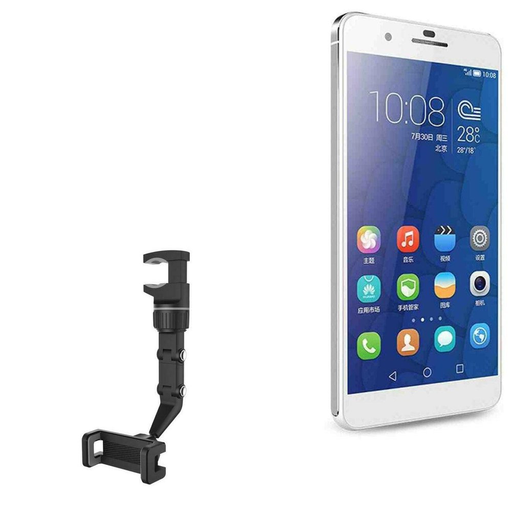 BoxWave Car Mount Compatible with Honor 6 Plus - Rearview Mirror Car Mount, Rear View Mirror Adjustable GPS Car Mount - Jet Black