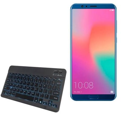BoxWave Keyboard Compatible with Honor View 10 - SlimKeys Bluetooth Keyboard - with Backlight, Portable Slim LED 7 Colors - Jet Black