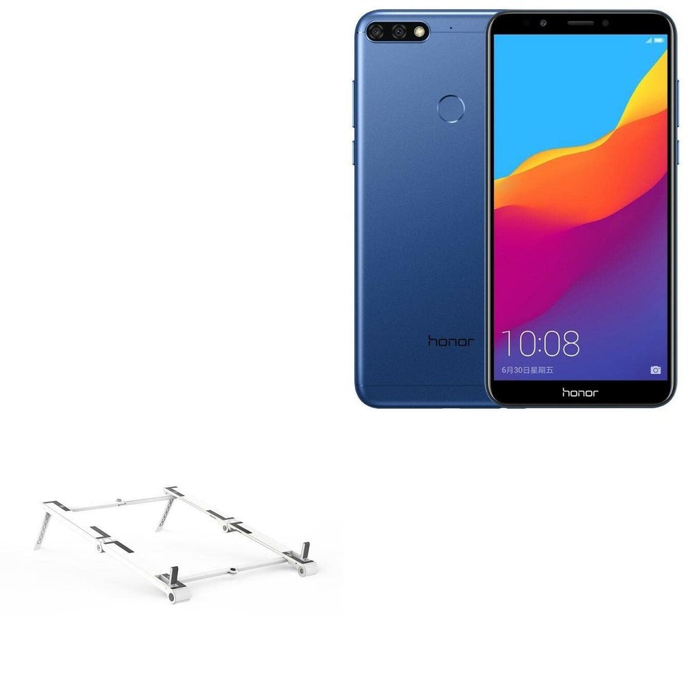 BoxWave Stand and Mount Compatible with Honor 7C - Pocket Aluminum Stand 3-in-1, Portable Multi Angle Viewing Riser - Metallic Silver