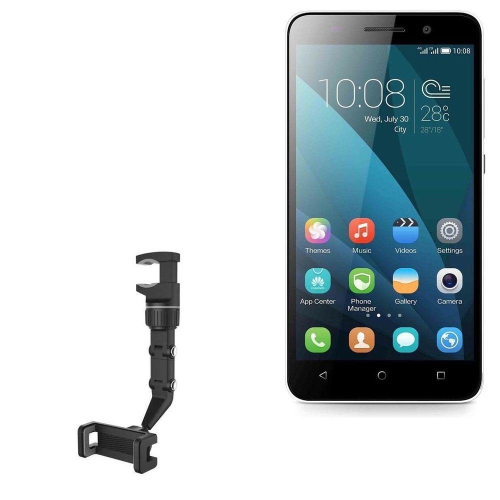 BoxWave Car Mount Compatible with Honor 4X - Rearview Mirror Car Mount, Rear View Mirror Adjustable GPS Car Mount - Jet Black