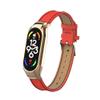 T-BLUER Compatible with Xiaomi Mi Band 7 Band,Leather Replacement Strap Wirstband Accessories with Metal Frame for Xiaomi Mi Band 7 Smart Bracelet,Red view 1