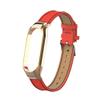 T-BLUER Compatible with Xiaomi Mi Band 7 Band,Leather Replacement Strap Wirstband Accessories with Metal Frame for Xiaomi Mi Band 7 Smart Bracelet,Red view 2