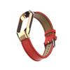 T-BLUER Compatible with Xiaomi Mi Band 7 Band,Leather Replacement Strap Wirstband Accessories with Metal Frame for Xiaomi Mi Band 7 Smart Bracelet,Red view 3