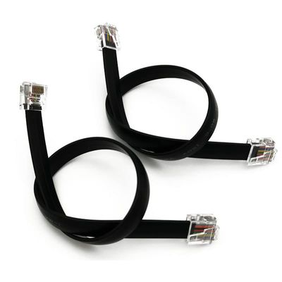 Coorle Telephone Cable 8Core & Phone Extension Cord with Short Body RJ45 Modular Plug Black Length 10Inch 10PCS/Bag