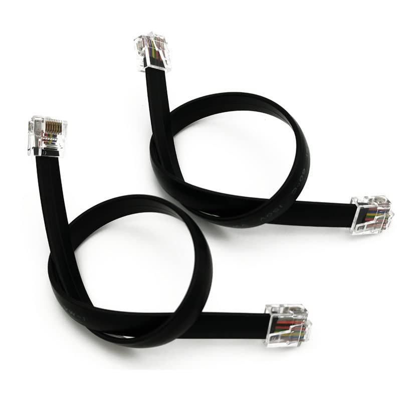 Coorle Telephone Cable 8Core & Phone Extension Cord with Short Body RJ45 Modular Plug Black Length 10Inch 10PCS/Bag
